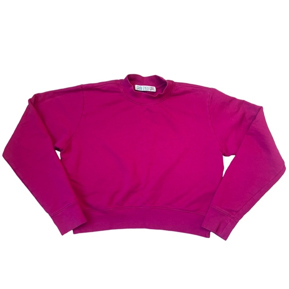 Green Eyed Girl Cropped Long Sleeve Pink Sweatshirt – Size Medium – Mock Neck, B - Picture 2 of 11